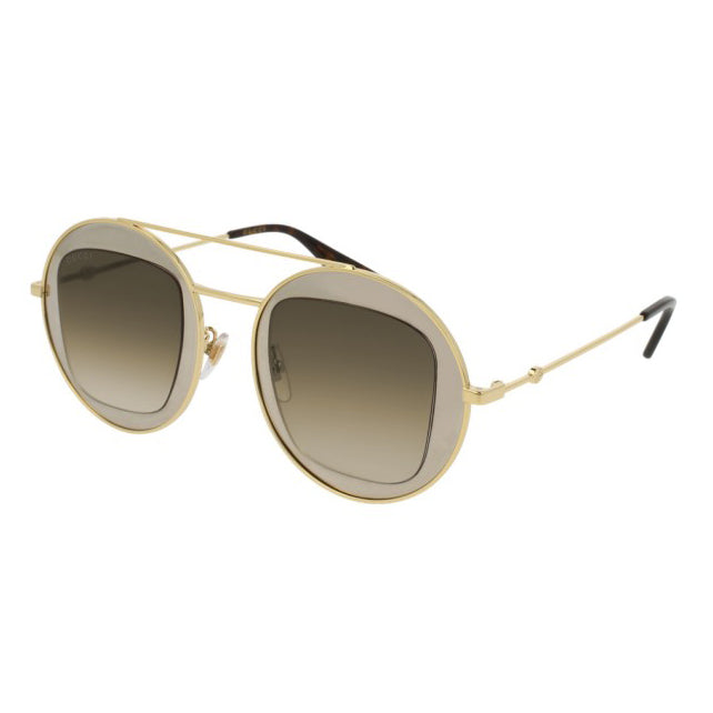 Gucci Women's Sunglasses Oversized Round Gold GG0105S-002 47