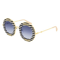 Gucci Women's Sunglasses Oversized Round Gold Band GG0113S-008 44