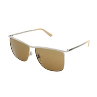 Gucci Men's Sunglasses Classic Square Silver Brown GG0821S-002 62