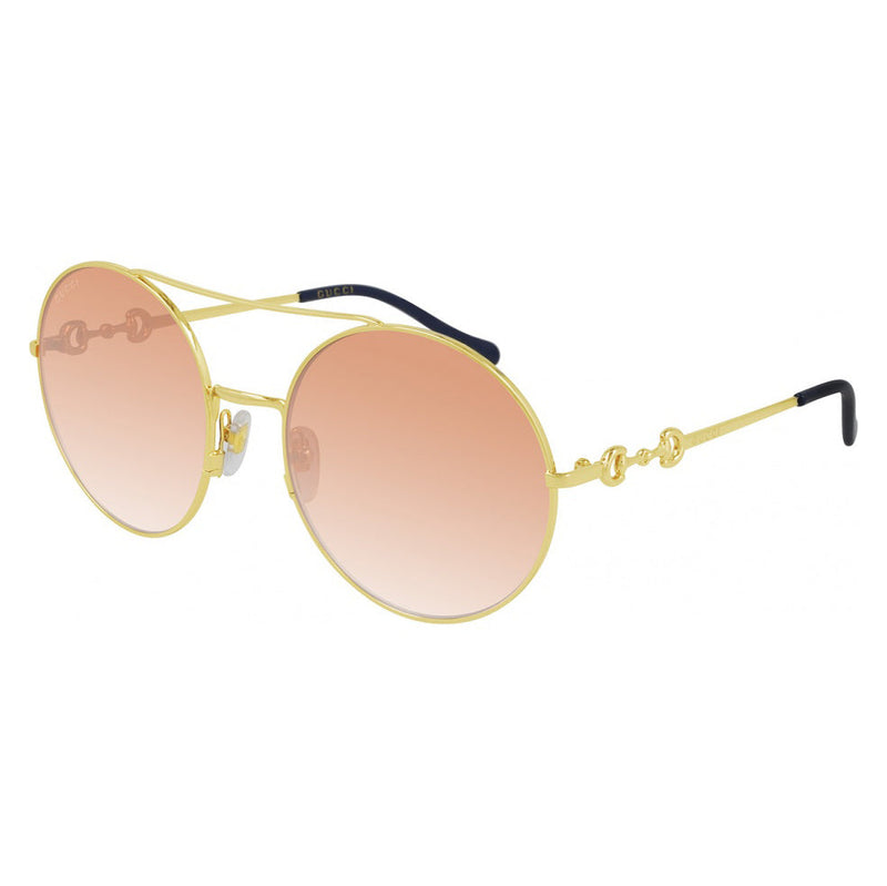 Gucci Women's Sunglasses Round Gold Pink GG0878S-003 59