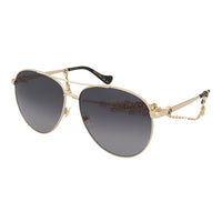 Gucci Women's Sunglasses Oversized Pilot Black Gold Chain GG1088S 001 61