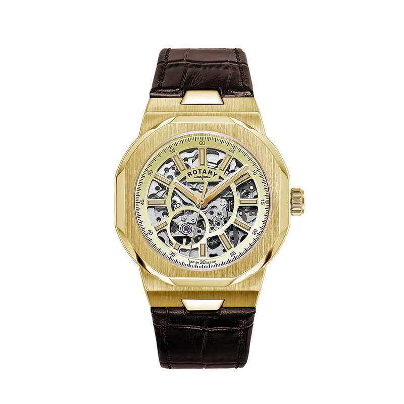 Rotary Skeleton Men's Yellow Gold Watch GS05418/03