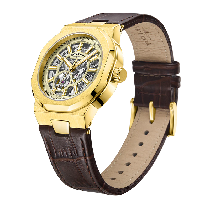 Rotary Skeleton Men's Yellow Gold Watch GS05418/03