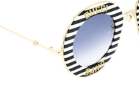 Gucci Women's Sunglasses Oversized Round Gold Band GG0113S-008 44