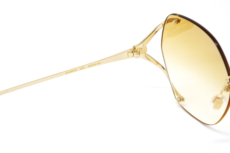 Gucci Women's Sunglasses Oversized Oval Gold GG0651S-005 59