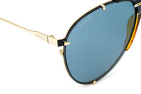 Gucci Unisex Sunglasses Oversized Pilot Blue Gold GG0740S-002 61