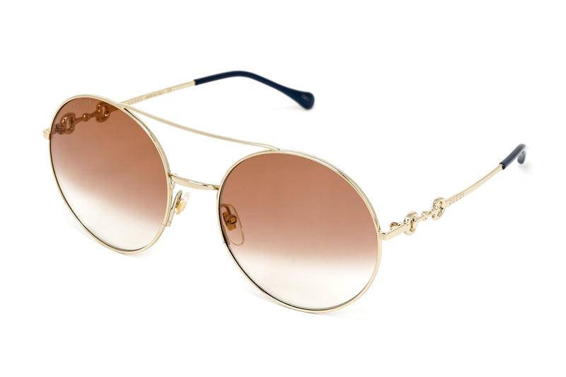 Gucci Women's Sunglasses Round Gold Pink GG0878S-003 59