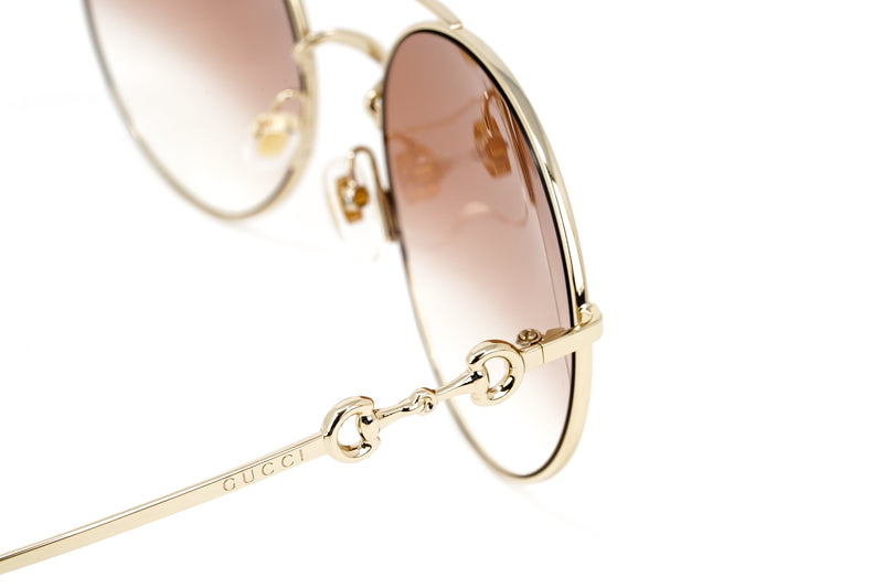 Gucci Women's Sunglasses Round Gold Pink GG0878S-003 59