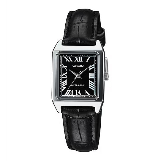 Casio Slim Ladies' Black Leather Watch LTP-V007L-1BUDF