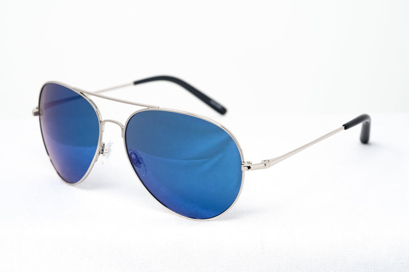 Matthew Williamson Unisex Aviator Sunglasses Steel Blue Mirror MW130C9SUN