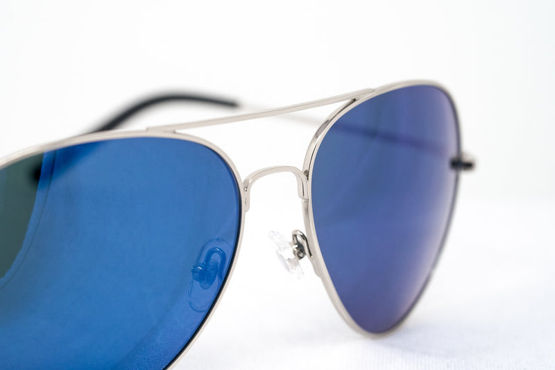 Matthew Williamson Unisex Aviator Sunglasses Steel Blue Mirror MW130C9SUN