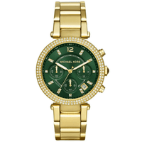 Michael Kors Ladies Chronograph Watch Parker Green Gold MK6263