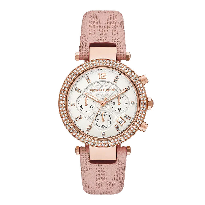 Michael Kors Ladies Watch Parker Chronograph 39mm White Pink MK6935