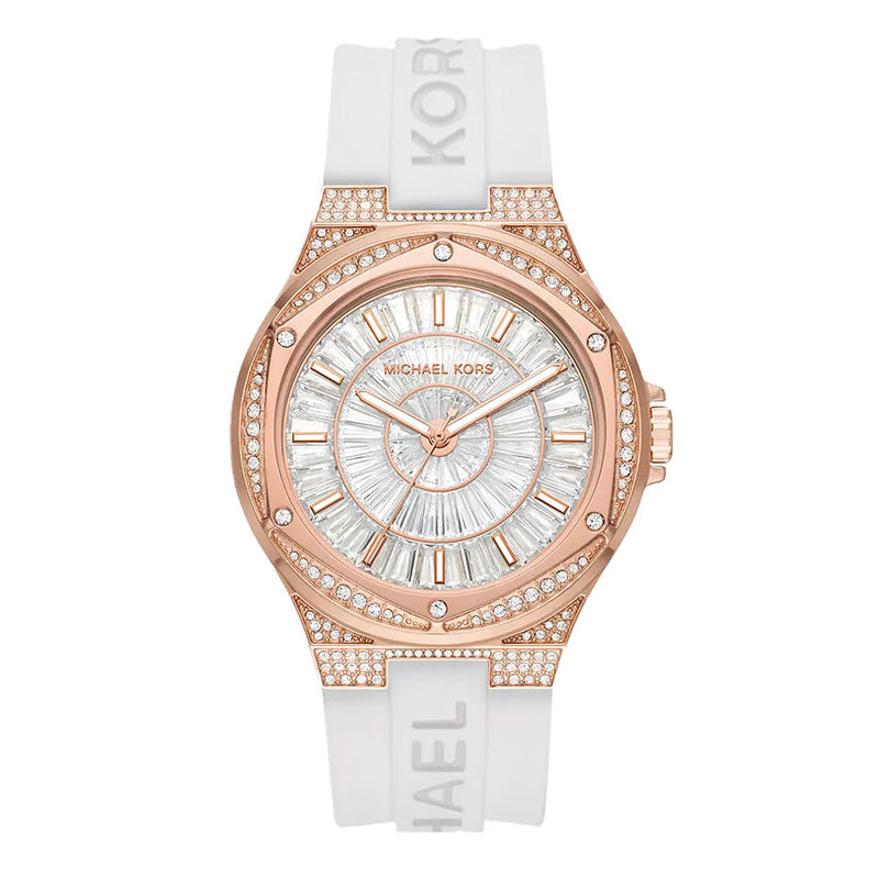 Michael Kors Ladies Watch Lennox 43mm White Rose Gold MK7248