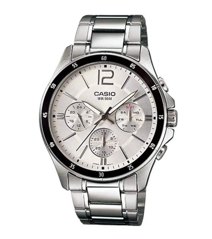 Casio Men's Watch Chronograph Stainless Steel Silver MTP-1374D-7AVDF