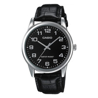 Casio Unisex Black Leather Watch MTP-V001L-1BUDF