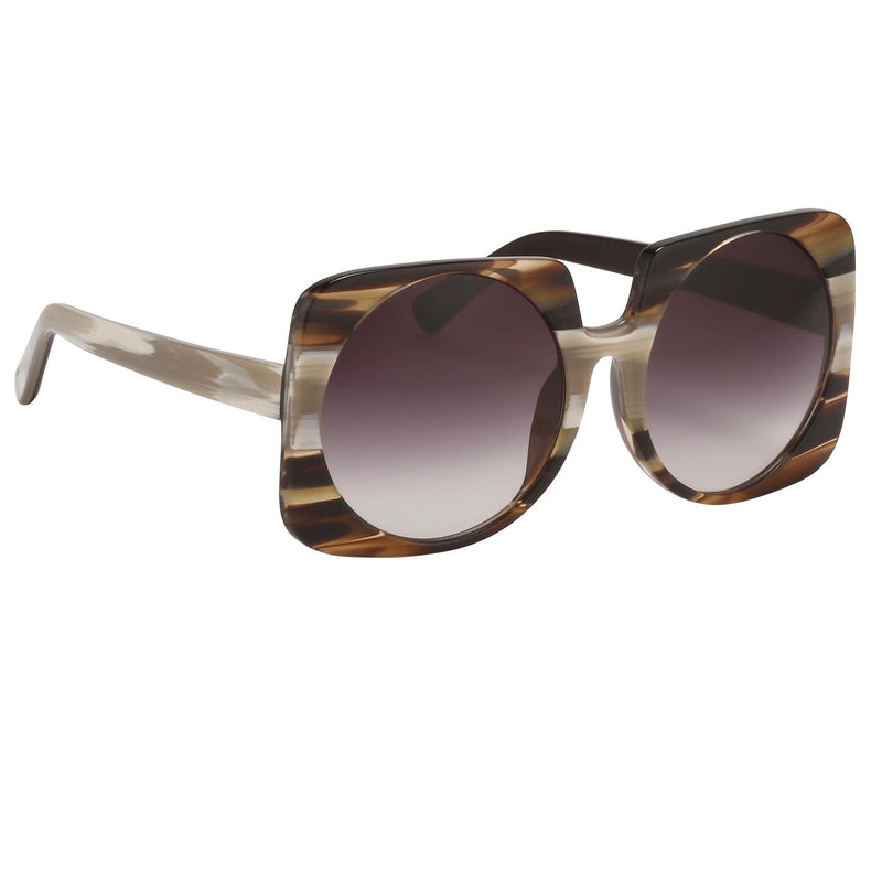 Prabal Gurung Sunglasses Square Dark Horn and Grey