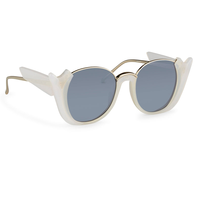 Prabal Gurung Sunglasses Round White Silver and Grey