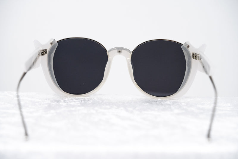 Prabal Gurung Sunglasses Round White Silver and Grey