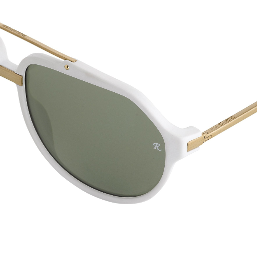 Raf Simons by Linda Farrow Aviator White Brushed Gold and Green Lenses