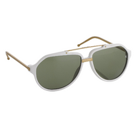 Raf Simons by Linda Farrow Aviator White Brushed Gold and Green Lenses