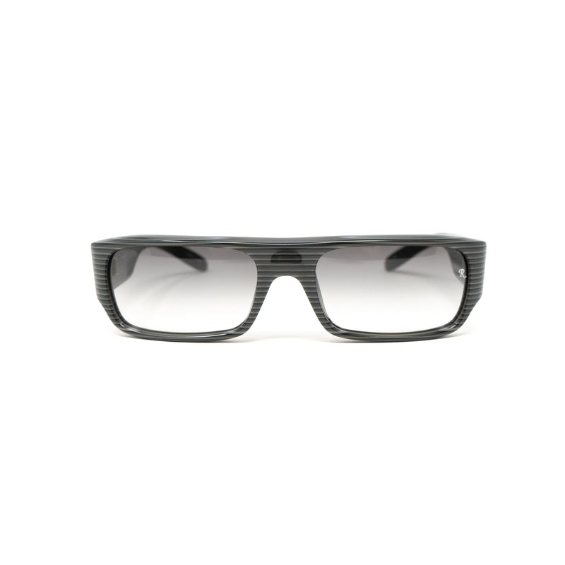 Raf Simons by Linda Farrow - Flat Top Black Grey Stripes and Grey Lenses