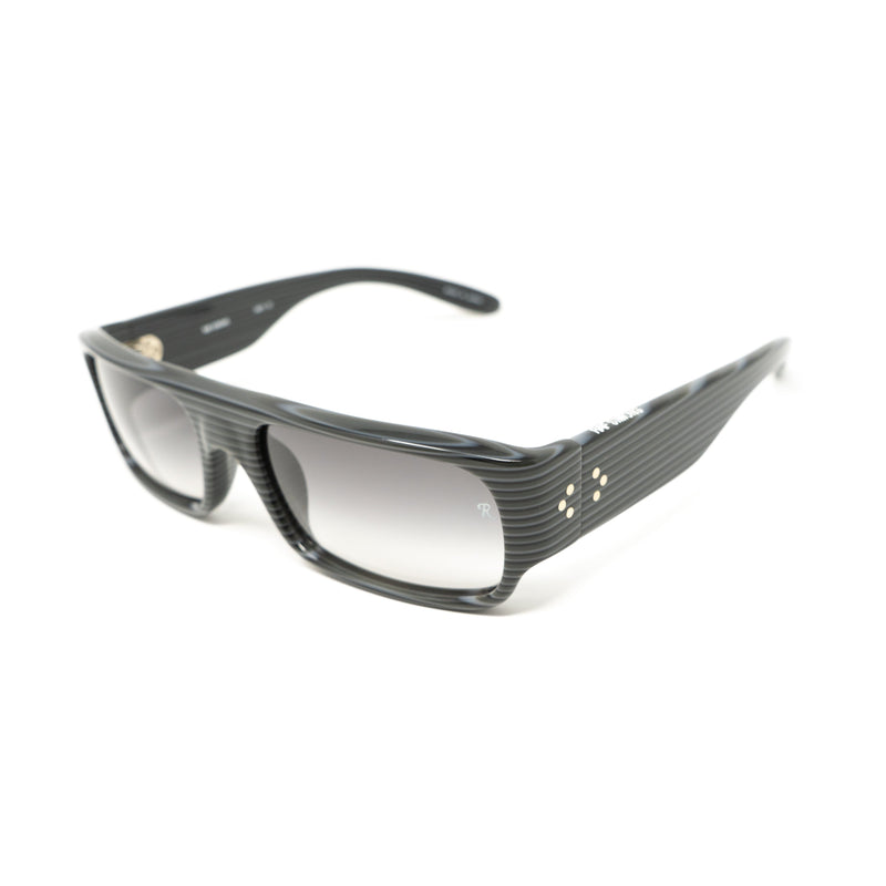 Raf Simons by Linda Farrow - Flat Top Black Grey Stripes and Grey Lenses