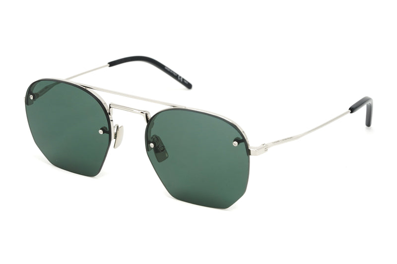 Saint Laurent Men's Sunglasses Irregular Rimless Silver/Green SL 422 004 52