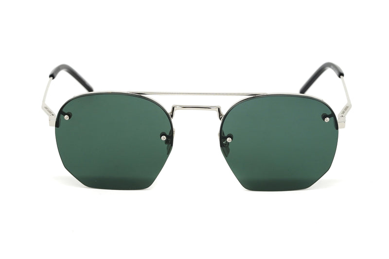 Saint Laurent Men's Sunglasses Irregular Rimless Silver/Green SL 422 004 52