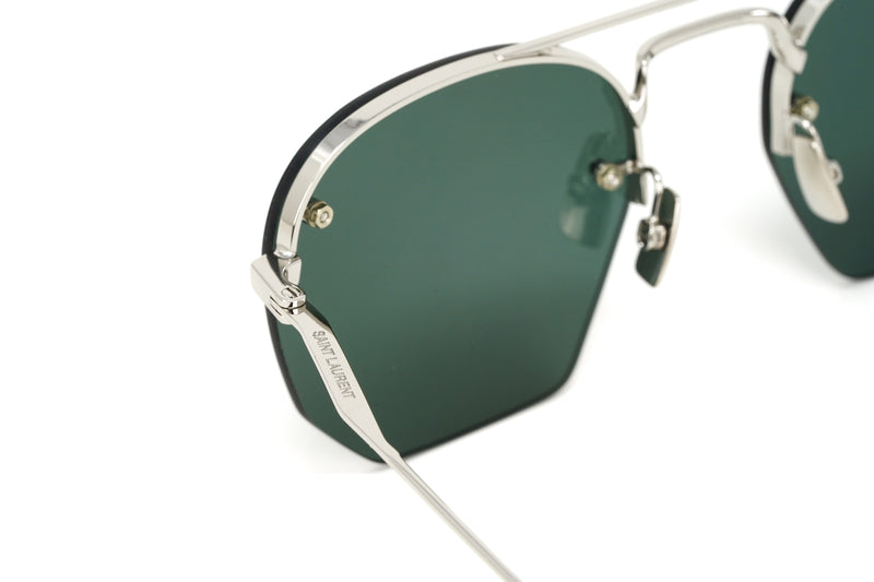 Saint Laurent Men's Sunglasses Irregular Rimless Silver/Green SL 422 004 52