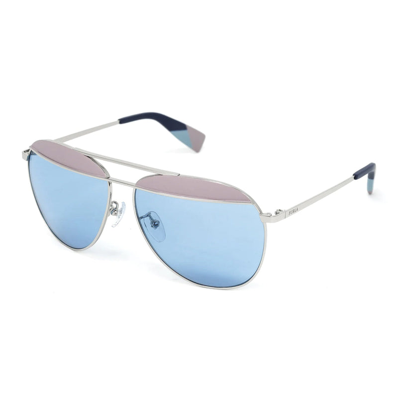 Furla Women's Sunglasses Pilot Silver/Blue SFU236 0523