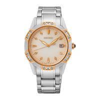 Seiko Caprice Ladies Silver Gold Watch SKK730P1