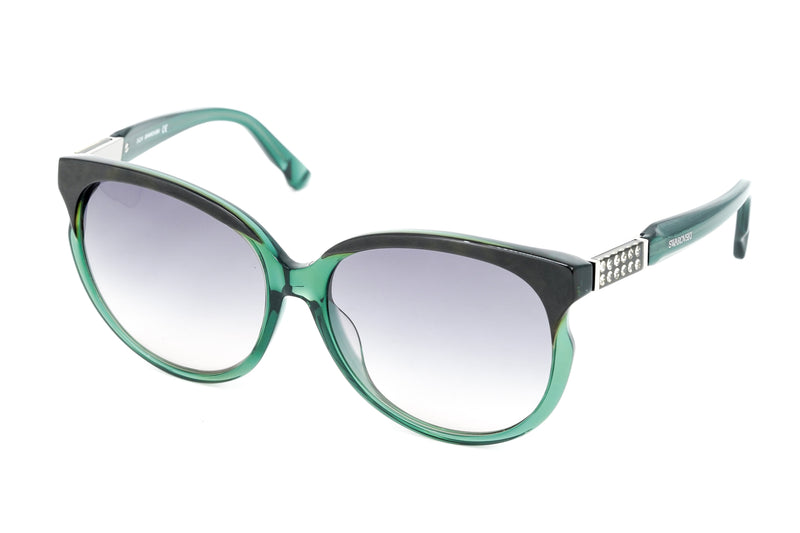 Swarovski Emilia Women's Sunglasses Oversized Oval Dark Green Gradient Grey SK0081/ 96P