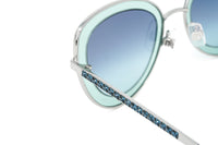 Swarovski Women's Sunglasses Cat Eye Green Blue SK0144/S 14W