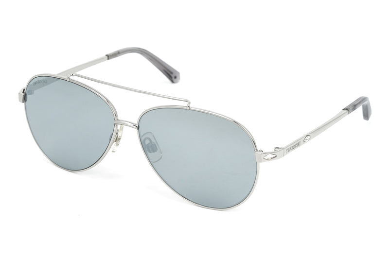 Swarovski Unisex Sunglasses Pilot Silver Mirrored Grey SK0194/S 16C