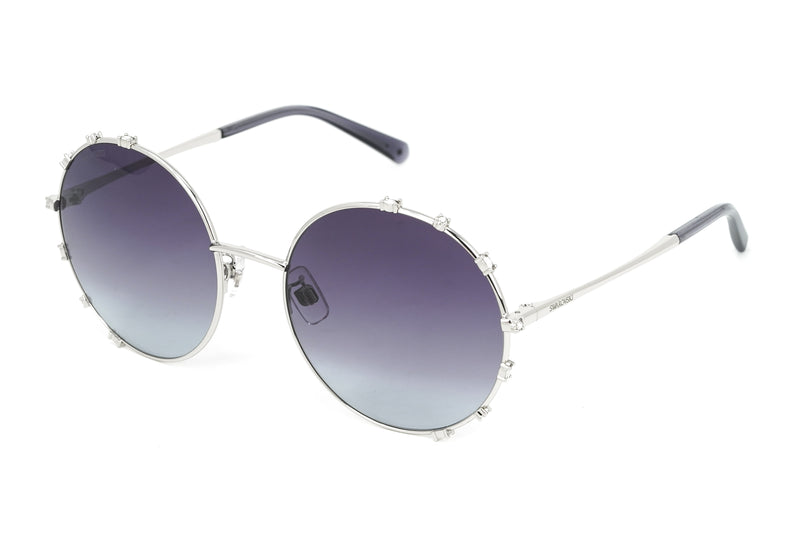 Swarovski Women's Sunglasses Round Silver Gradient Grey SK0289-F/S 16B