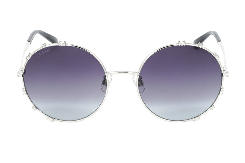 Swarovski Women's Sunglasses Round Silver Gradient Grey SK0289-F/S 16B