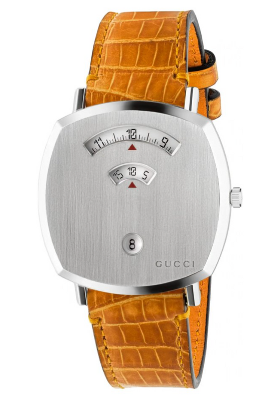 Gucci Watch Grip 38mm Silver Orange Alligator YGA15039