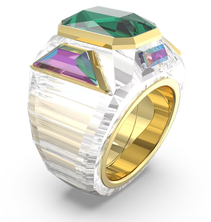 Swarovski Chroma Cocktail Ring Green and Gold