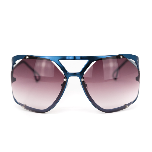 Raf Simons by Linda Farrow - Shield Blue Metal Special with Grey Lenses