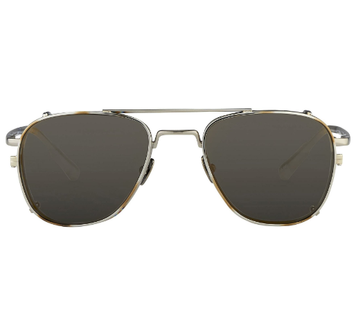 Kris Van Assche Sunglasses Titanium Rectangular Burnt Silver Gold Clip On with Silver Mirror Lenses KVA92C1SUN