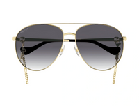 Gucci Women's Sunglasses Oversized Pilot Black Gold Chain GG1088S 001 61