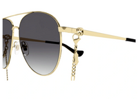 Gucci Women's Sunglasses Oversized Pilot Black Gold Chain GG1088S 001 61