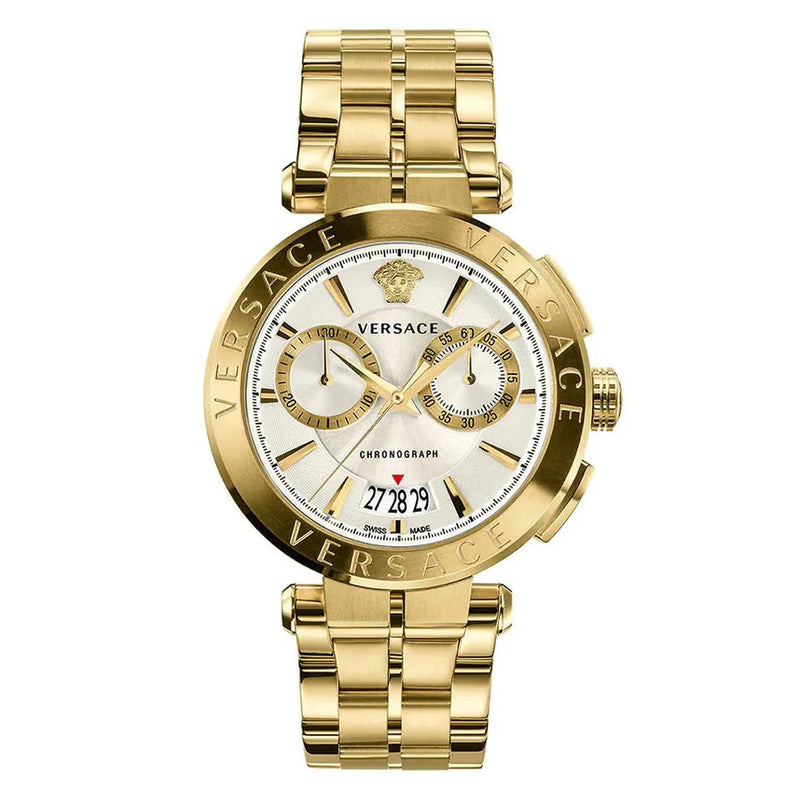 Versace Men's Watch Aion Chronograph 45mm Gold White VE1D00419