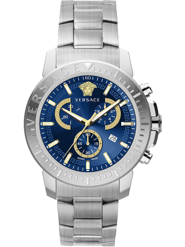 Versace Men's Watch New Chrono 45mm Blue Bracelet VE2E00721