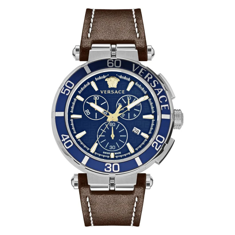 Versace Men's Watch 45mm Greca Chronograph Blue VE3L00122