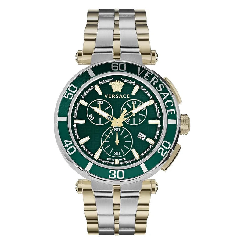 Versace Men's Watch 45mm Greca Chronograph Green VE3L00422