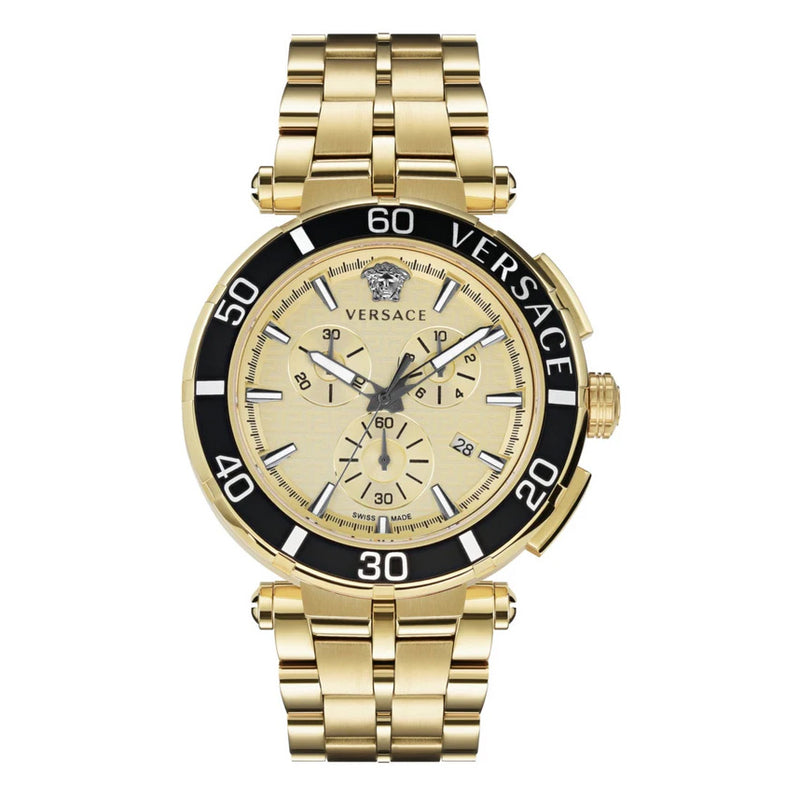 Versace Men's Watch 45mm Greca Chronograph Gold VE3L00622