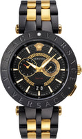 Versace Men's Watch V-Race 46mm Black Gold Two-Tone Bracelet VEBV00619