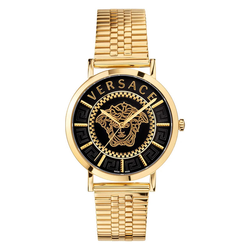 Versace Men's Watch V-Essential Black Gold Bracelet VEJ400521